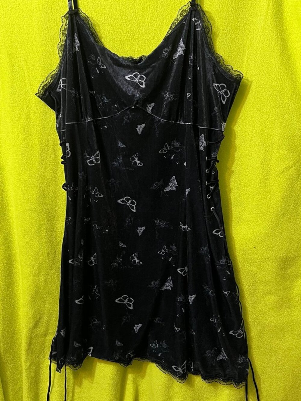 Hot Topic Daisy Street Black Velvet Butterfly Lace-Up Mini Dress Plus NWT 3xl
